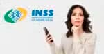 Mulher com celular- logo do INSS (Foto: Reprodução) 
