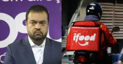 Ilustração de Cláudio Castro e motorista do Ifood - Foto Reprodução Internet