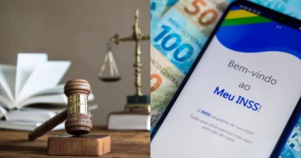 Ilustração lei e aposentadoria no INSS