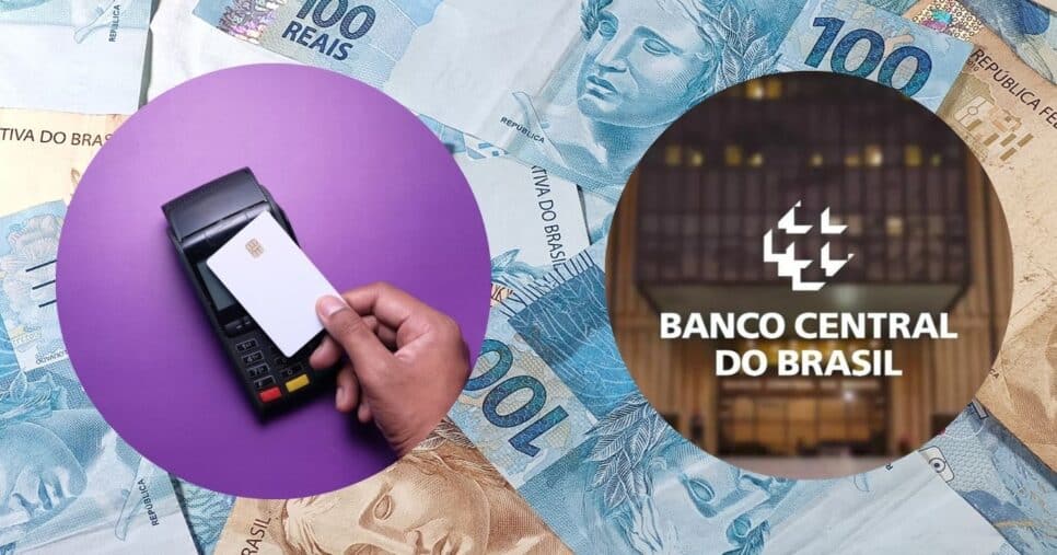 Ilustração de cartão de débito, dinheiro e fachada do Banco Central (Foto: Reprodução / Canva / Montagem Correio do Dia)