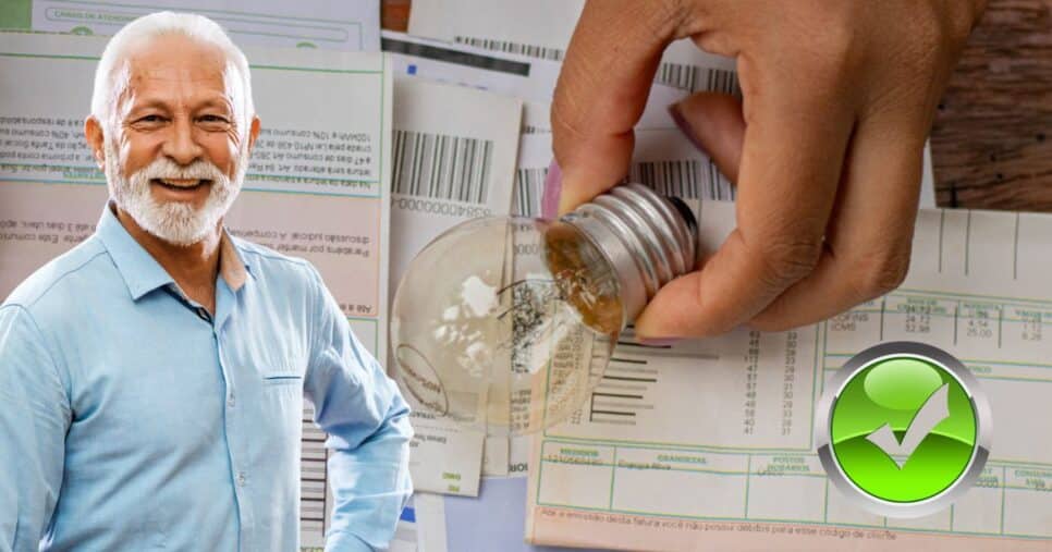 Ilustração de idoso 60+ e conta de luz (Foto: Reprodução / Canva / Montagem Correio do Dia)