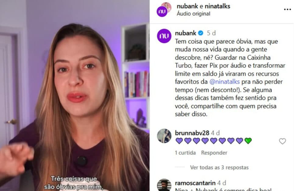 Nubank e Nina Talks falam sobre benefícios da instituição (Foto: Reprodução)